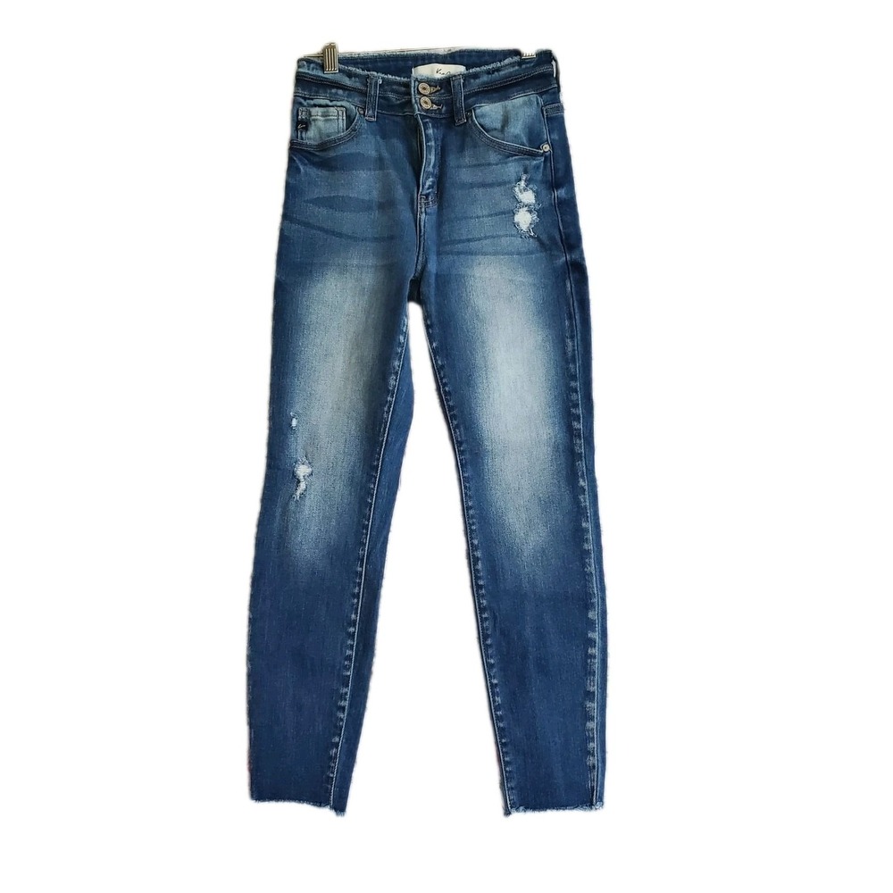 KanCan KC7317M Danica High Rise Ankle Skinny Jeans Size 5/26 Distressed Blue Den